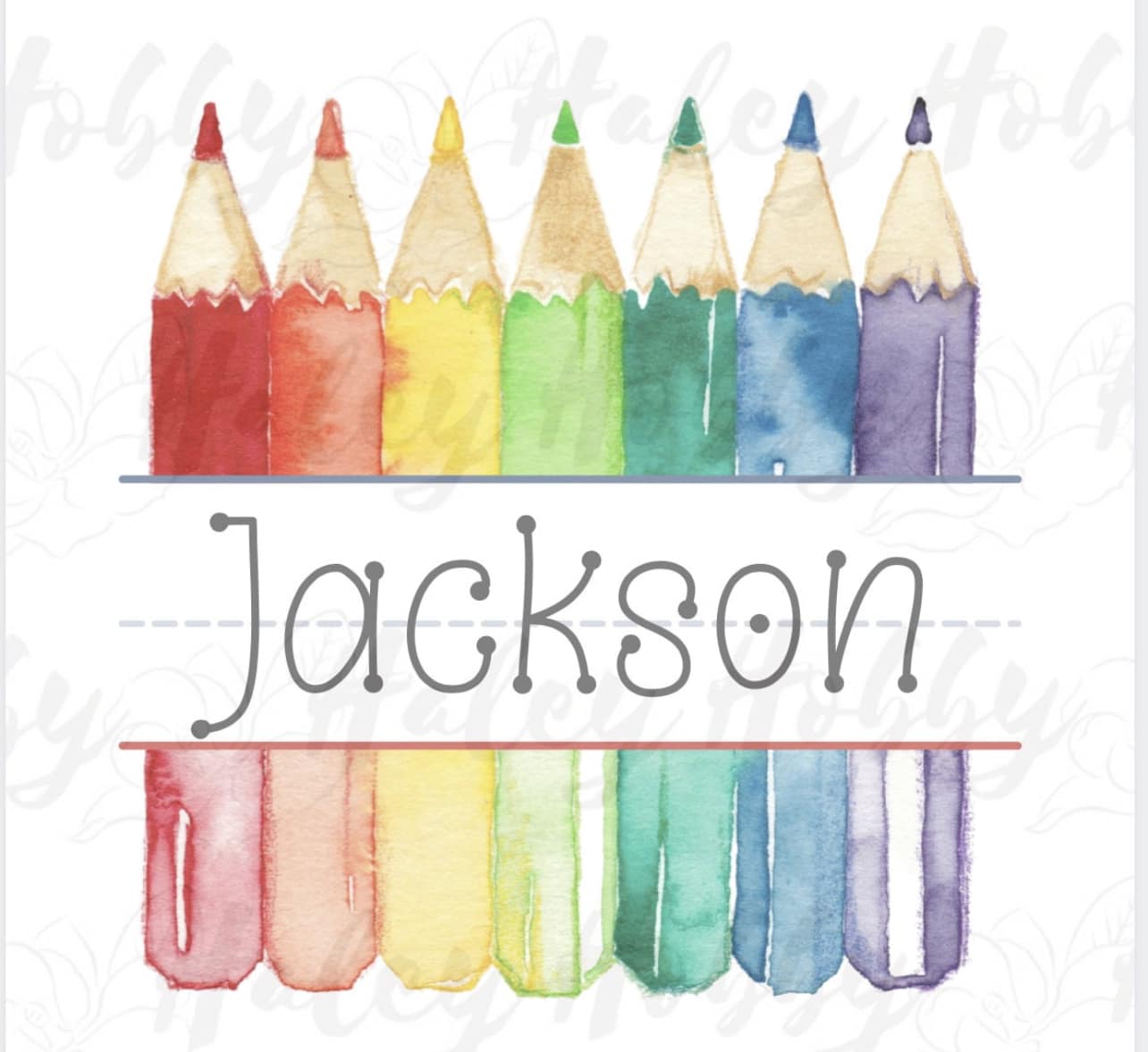 Back to school watercolor name t-shirt