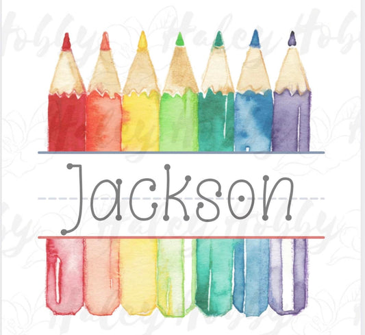 Back to school watercolor name t-shirt