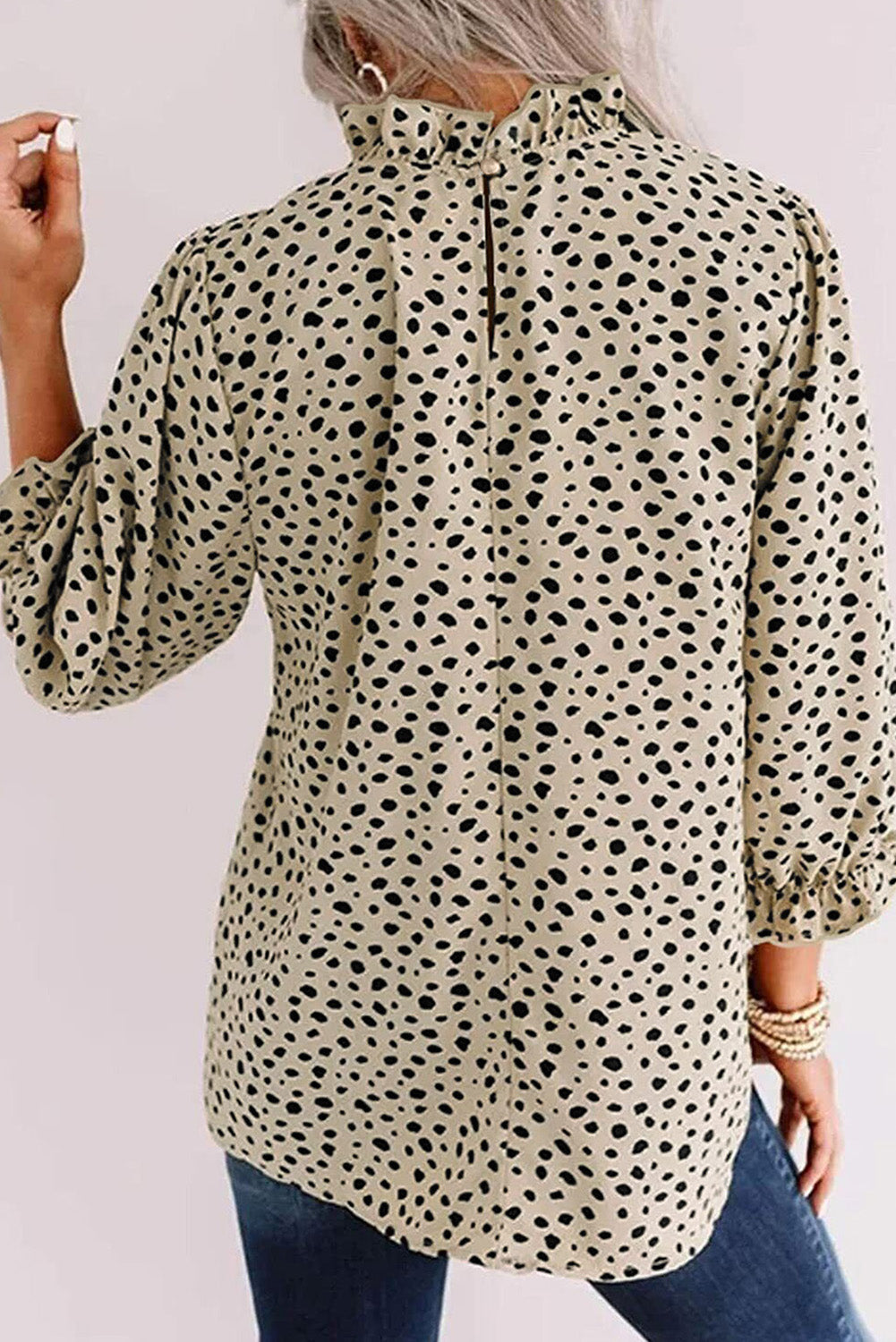 Cheetah Blouse with frilled neck