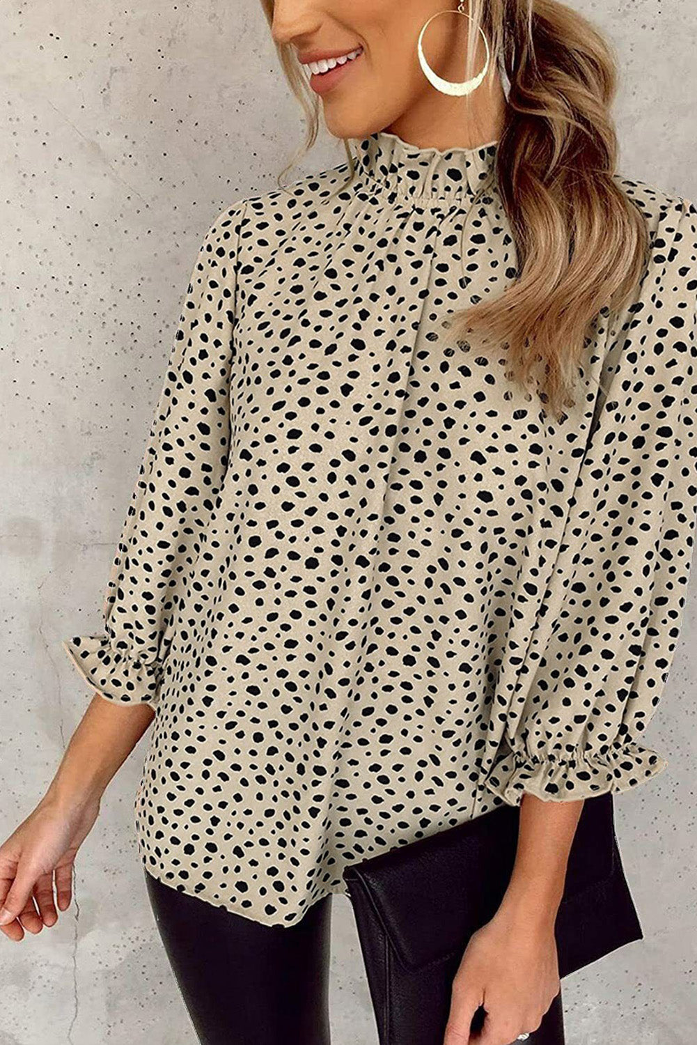 Cheetah Blouse with frilled neck